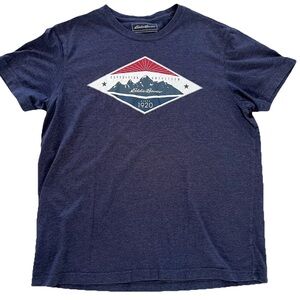 Eddie Bauer Shirt Mens L Blue Expedition Outfitter Cotton Short Sleeve Outdoor